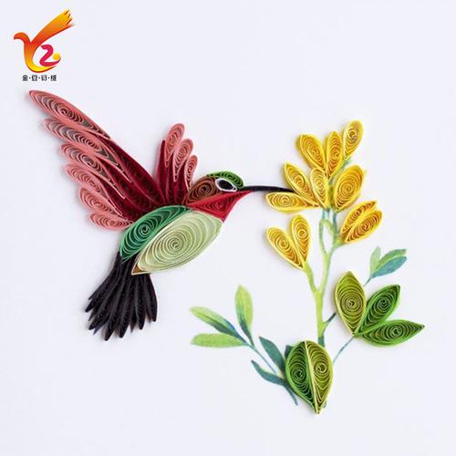 衍纸鸟语花香折纸卷纸画儿童手工制作材料包学生作品成品定制包邮