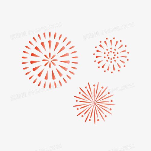 元素红色烟花红色新年春节装饰图案红色渐变矢量红色喜庆装饰元素烟花