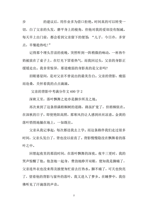 父亲的背影中考满分作文600字范文.docx 7页