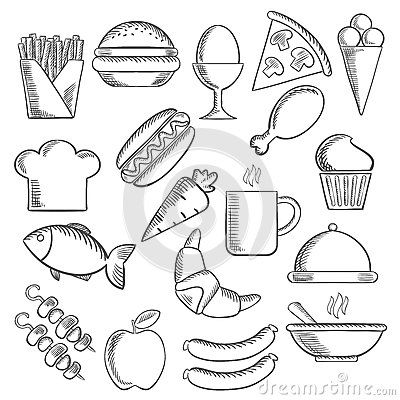 快餐食物的简笔画