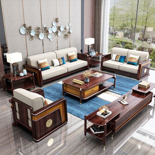 和谐爱巢新中式沙发全实木橡木沙发现代简约客厅小户型新中式家具组合