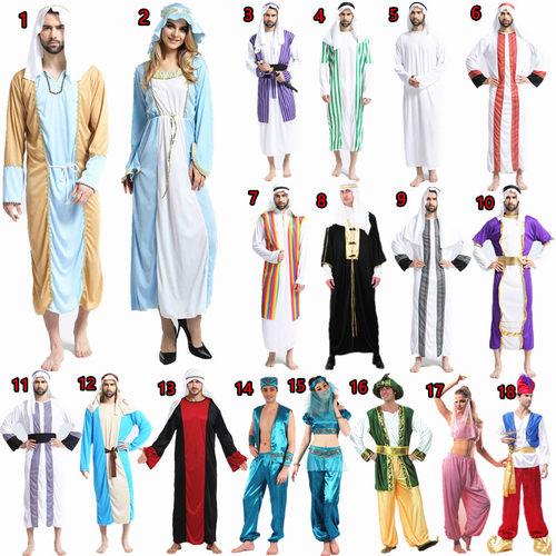 万圣节舞会服装 成人男阿拉伯服装沙特迪拜长袍衣服饰中东牧羊人_7折