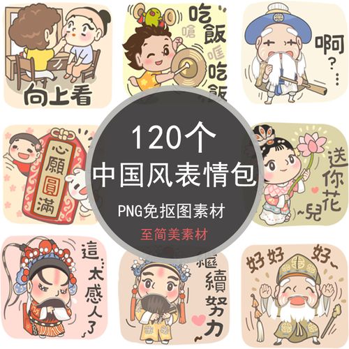 可爱卡通表情包png素材中国风戏曲京剧插画配图设计免抠图透明底