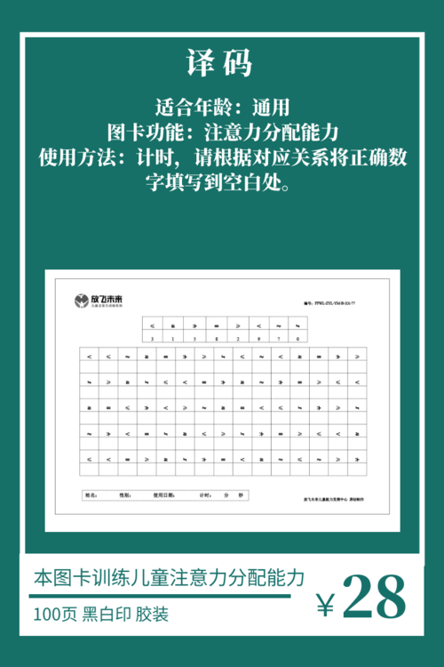 译码训练器卡片图卡视觉注意力专注力分配转移思维转换放飞全纳