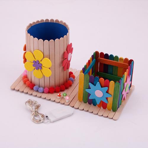 林海博雪糕棒手工制作材料 雪糕棒彩虹笔筒 儿童手工