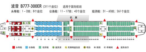 国航飞美国华盛顿是什么机型777-300er宽体客机座位图