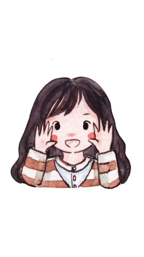 可爱卡通捂脸女生