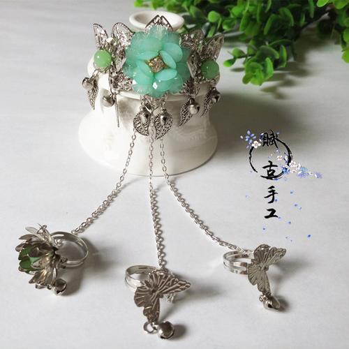 手工古风饰品手链手镯铃铛带戒指环cosplay