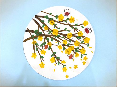 迎春花儿童画_儿童画_文化_绘画