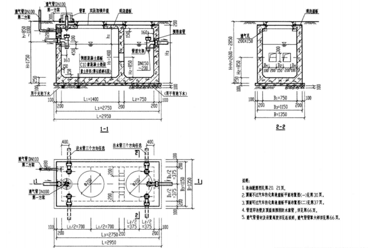 根据图一化粪池的采用6立方容积的,那图三的尺寸规格怎么跟图二对应呢