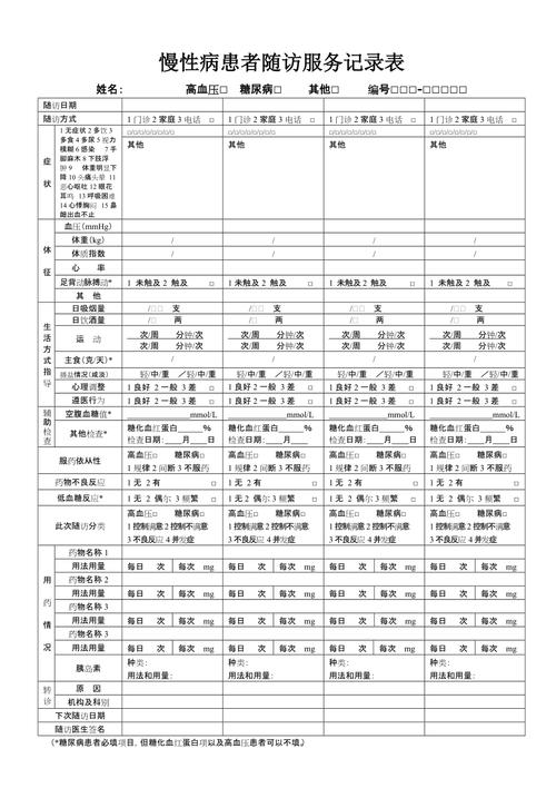 慢性病患者随访服务记录表