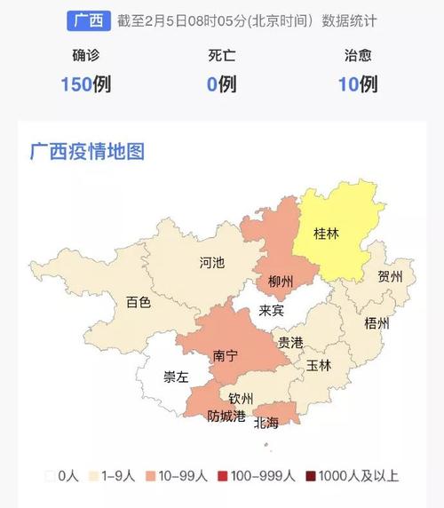 北海市29例,防城港市13例,钦州市4例,贵港市5例,玉林市8例,百色市2例