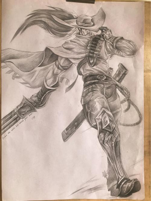 英雄联盟·亚索·素描手绘_英雄联盟_素描_手绘_游戏