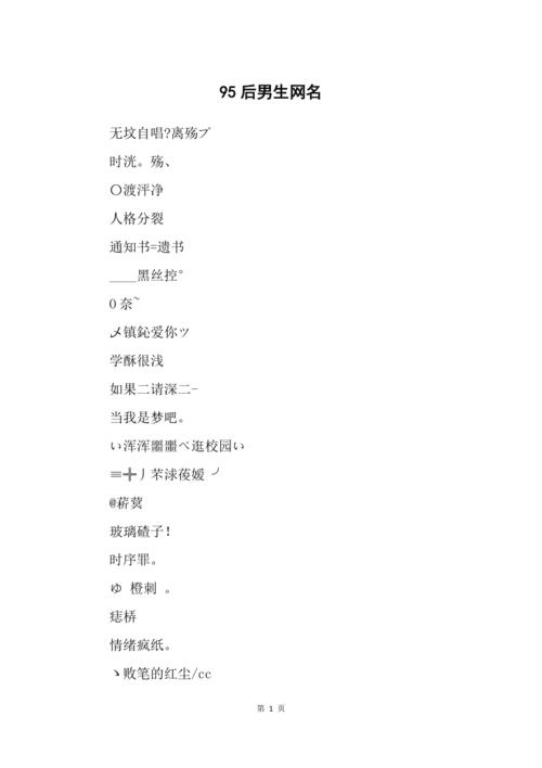 95后男生网名