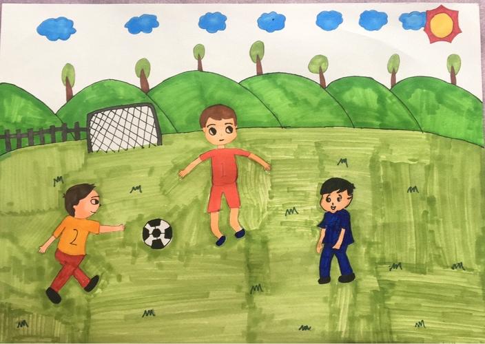 美好童年 活力绽放"——五年四班第九届校园足球文化节绘画比赛