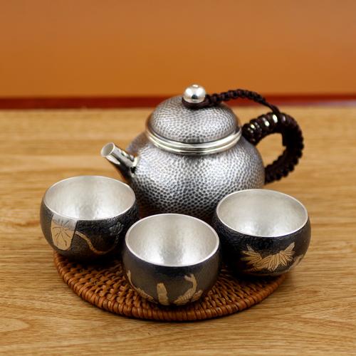 纯银茶杯纯银茶碗茶壶银壶999银杯子纯银功夫茶杯品茗