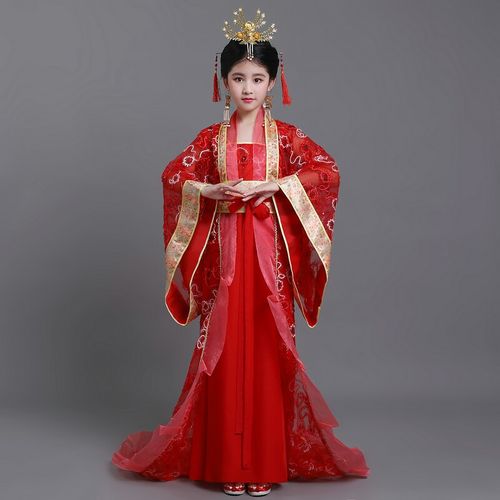 包邮儿童古装表演女童拖尾小贵妃装古代七仙女服装唐朝公主演出服