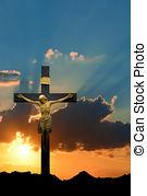 晚上, christ, 雕像, 天空, 对, 早晨, 背景, 耶稣, 或者