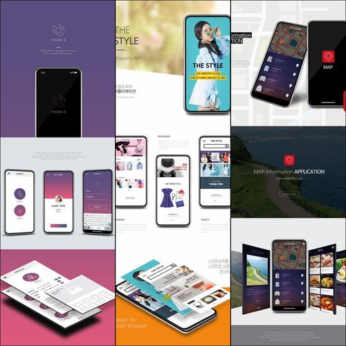 创意时尚手机样机贴图模板app应用界面展示ui设计作品集psd素材