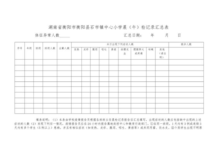 晨午检记录汇总表