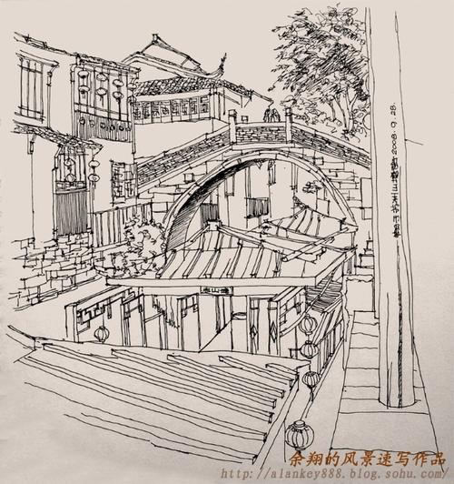 苏州简单风景速写