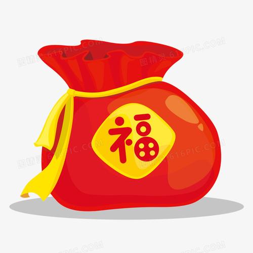 手绘卡通红色福袋元素