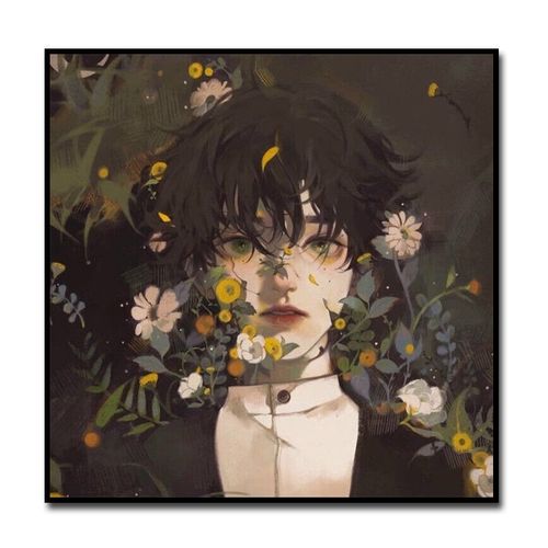 复古男生头像美男子diy数字油画动漫手绘填色油彩画减压装饰挂画