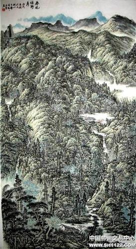 名家 王坚 山水 - 春晚绿野秀