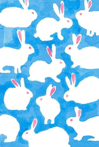 兔子 白兔 蓝色 壁纸 锁屏 背景图 平铺