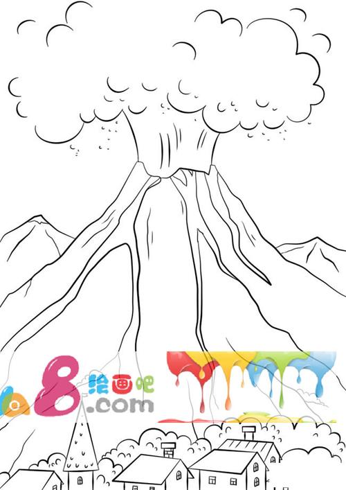 火山爆发怎么画简笔画图片