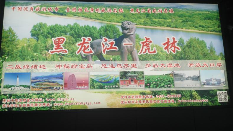 虎林的大广告,我们明天就到虎林的虎头镇啦.