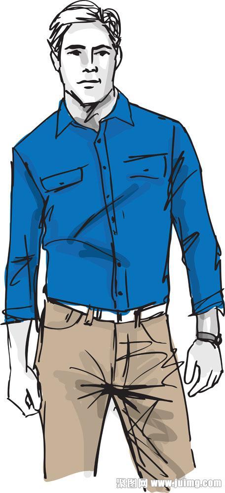 穿着衬衫的男人简笔画