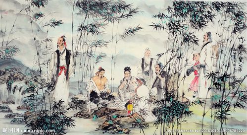 国画 竹林七贤图片