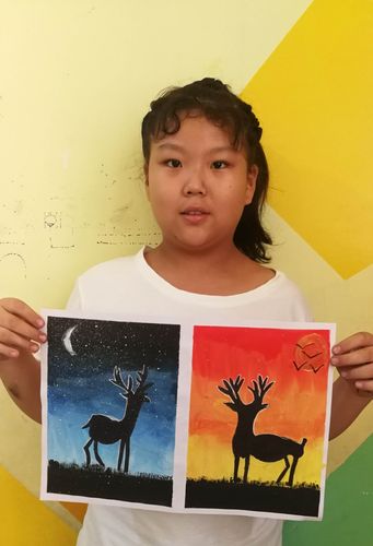 水粉画——冷暖色调下的小鹿