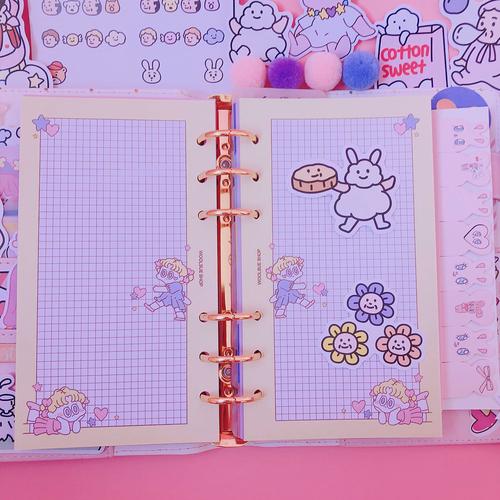 笔记本日记本活页本手帐本a6内页活页替换页彩色内页卡通彩页