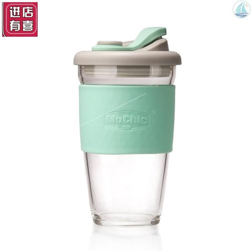 mochic摩西双层玻璃咖啡杯防溢杯带盖水杯创意随手玻璃杯