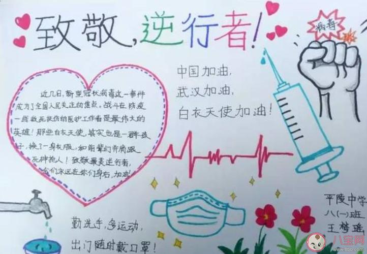 2020向医护人员逆行者致敬的手抄报图片感谢医护人员逆行者的简单手