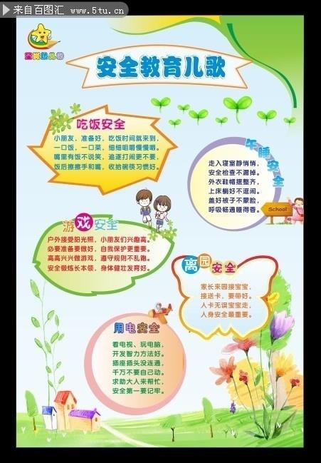 安全教育儿歌幼儿园展板图片素材