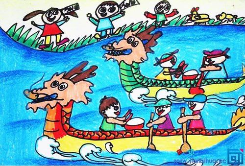 赛龙舟绘画图片