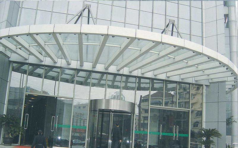 钢结构钢化夹胶玻璃雨棚 大厦车库出入口雨棚 汽车雨棚