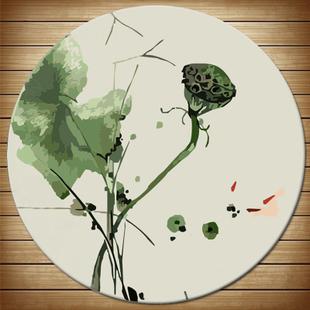 彩画 水墨莲子 diy数字油画圆形手绘填色油彩画客厅走廊书房玄关装饰