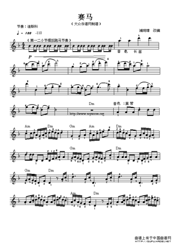赛马蒲琦璋改编版电子琴谱