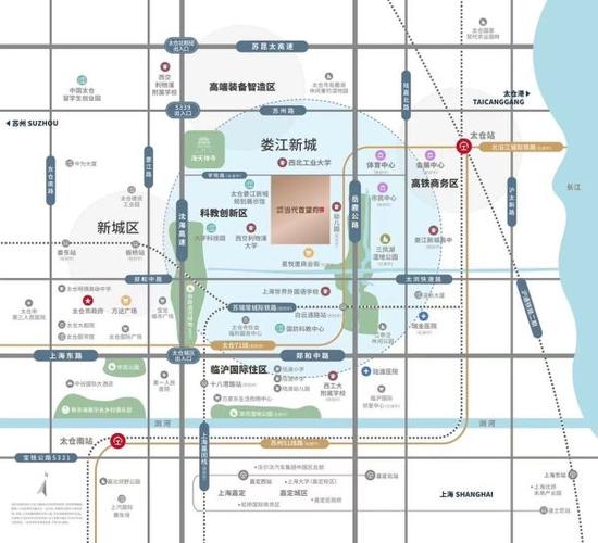 娄江新城作为主城区的东部战略支点,通过高铁枢纽加强了城区与港区的