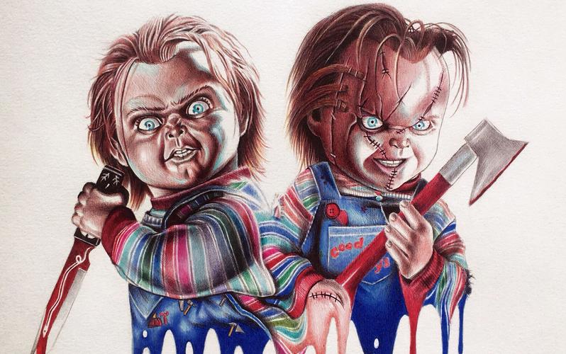 圆珠笔手绘鬼娃回魂鬼娃恰奇chucky