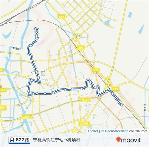 公交822路的线路图