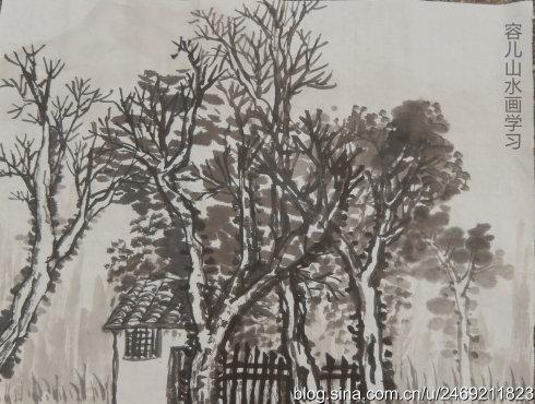 山水画学习一(丫头八年级学画)