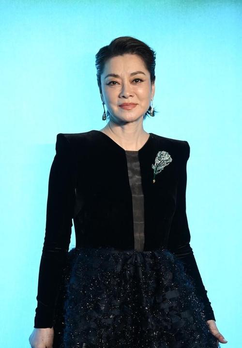 毛阿敏老得挺真实,一身拼接裙装气质十足,利落短发更显干练