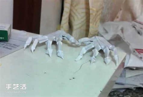 骷髅手骨的折纸方法图解 万圣节恐怖骷髅手折法手艺活网