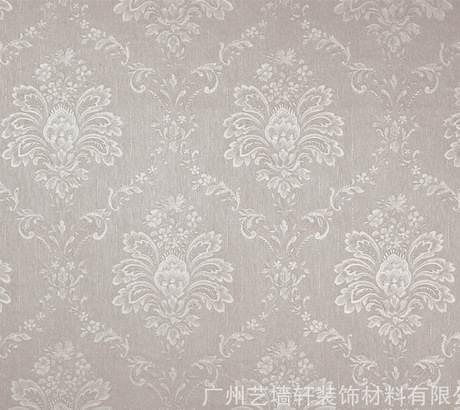 艺墙轩自粘墙纸 pvc墙纸批发 仿布纹大马士 凤尾 欧花