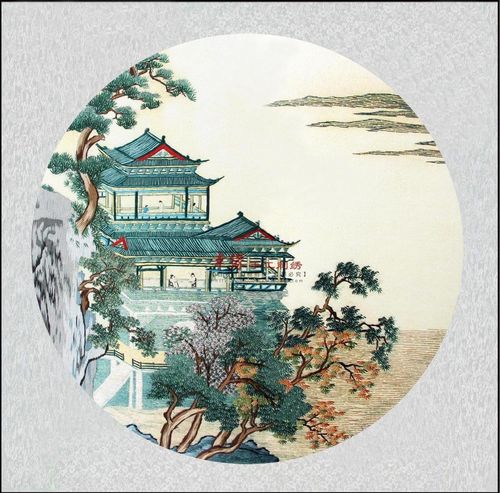 高等古代山水画幸缘手工苏绣苏州刺绣湘绣客厅苏绣